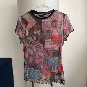 incredible y2k rare mesh top basquiat esque